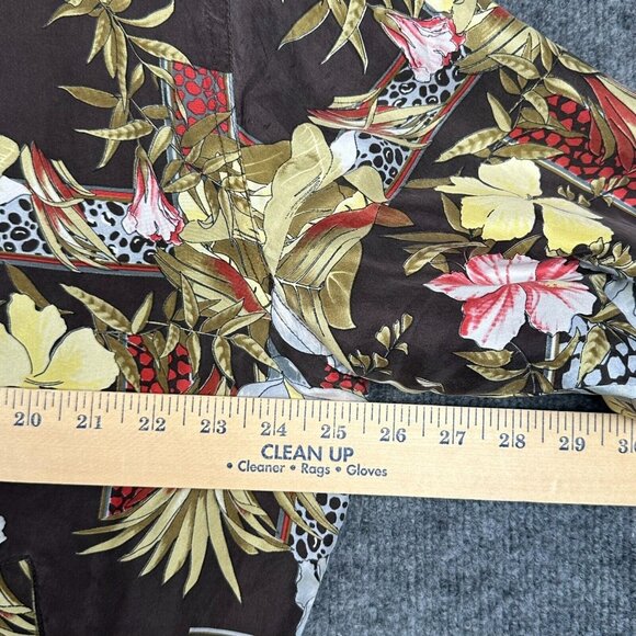 Fuda International Jacket Women's L Hibiscus Tropical 100% Silk Vintage Full Zip - Picture 6 of 11